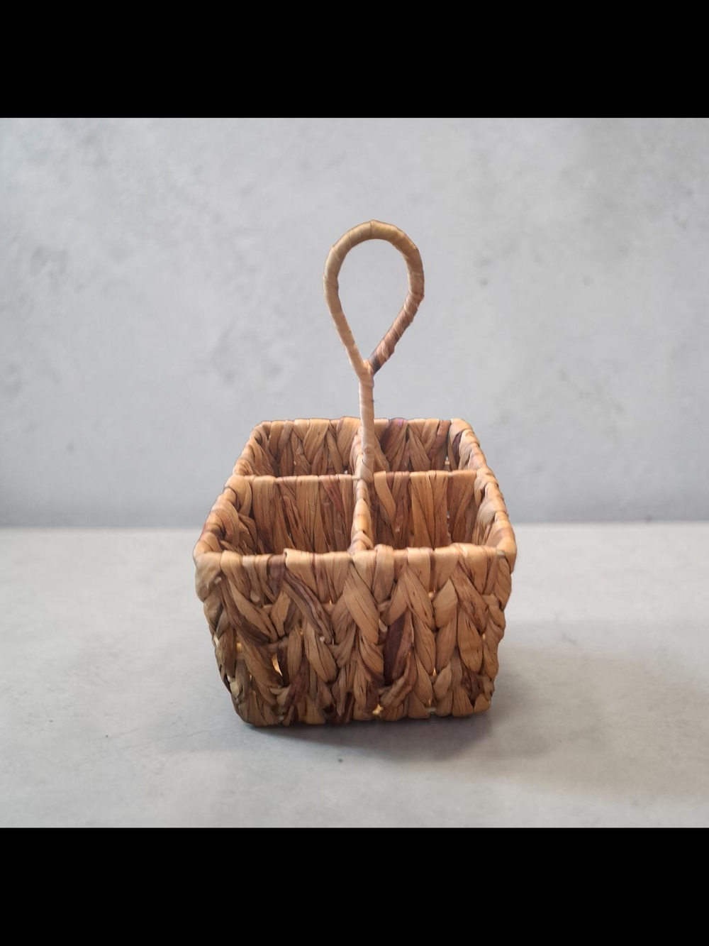 Woven Brown 4-Compartment Caddy with Handle